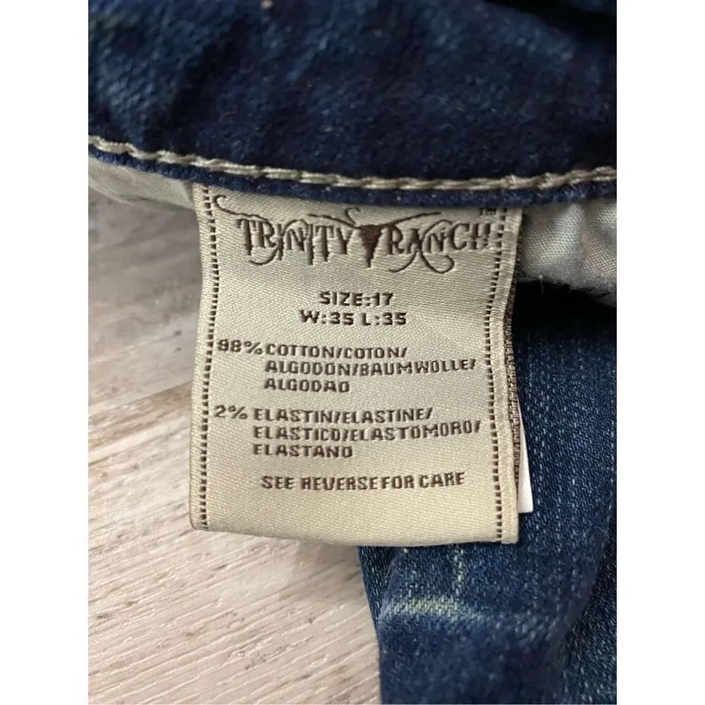 Montana West Trinity Ranch Flare Jeans Embroidered Womens JR’s Sz 17